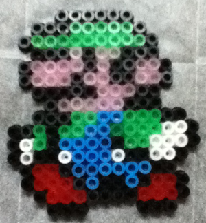 Finished Luigi perler beads craft