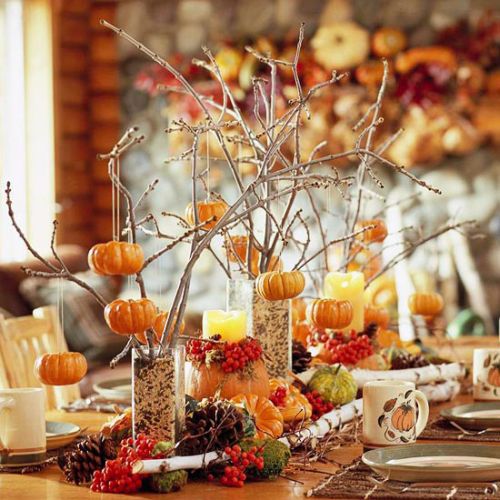 Pumpkin tree tabletop decoration