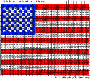 Printable color template for American Flag Craft