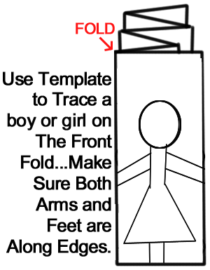 Trace a boy or girl on the front fold