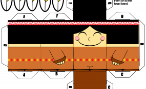 Printable template for Indian boy paper craft