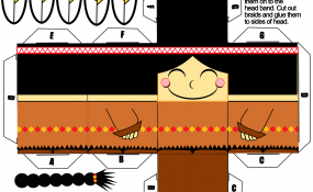 Printable template for Indian girl paper craft