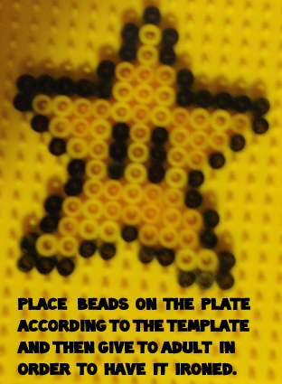 Place beads on the plate according to the template