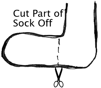 Cut part of sock off.