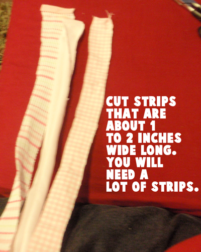 Cut strips that are about 1 to 2 inches wide.