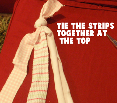 Tie the strips together at the top.