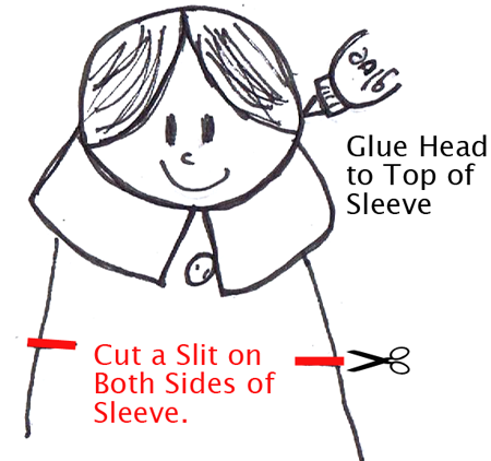 Glue head to top of sleeve.