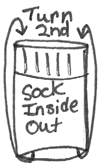 Turn second sock inside out.