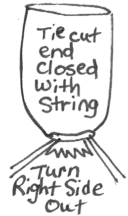 Tie cut end closed with string.