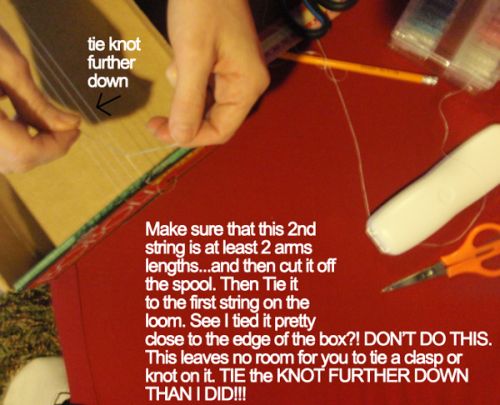 Make sure that this 2nd string is at least 2 arms length... and then cut it off the spool.