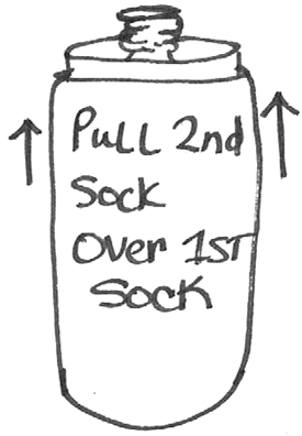 Pull second sock over first sock.