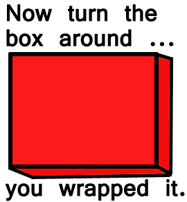 You finished wrapping the box.