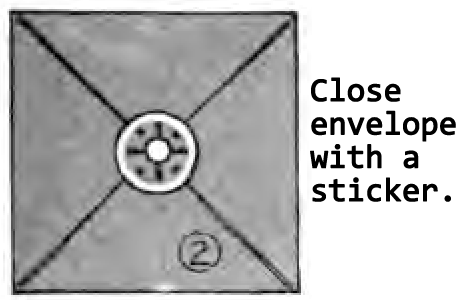 Close envelope with a sticker.