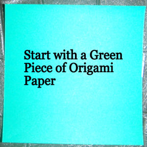Start with a green piece of origami paper.