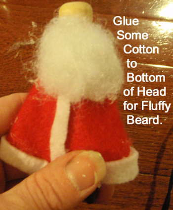 Glue some cotton to bottom of head for fluffy beard.