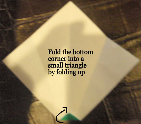 Fold the bottom corner into a small triangle