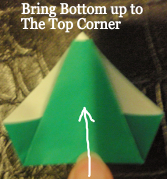 Bring bottom up to the top corner.