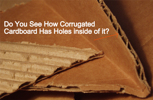corrugated cardboard has holes inside of it