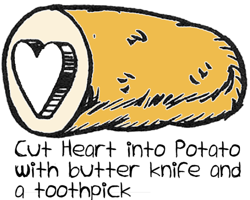 Cut heart into the potato
