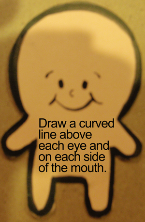 Draw a curved line above each eye