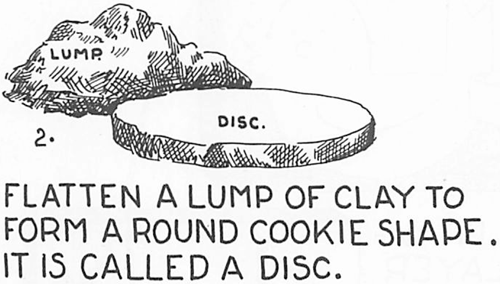 Flatten a lump of clay to form a round cookie shape.
