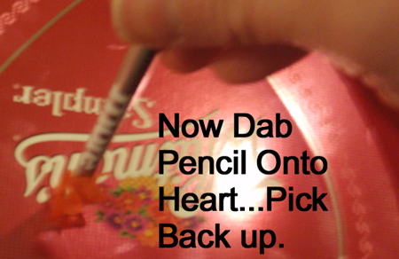 Now dab pencil onto heart