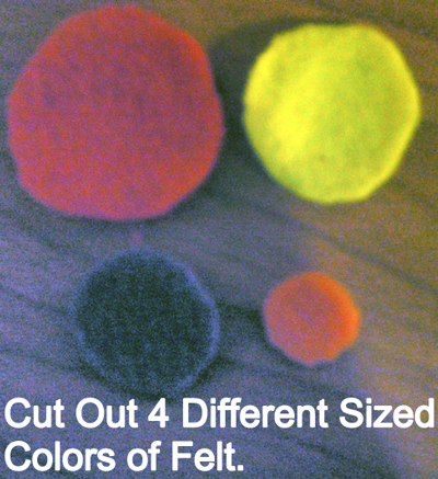 Cut out 4 different sized colors of felt.