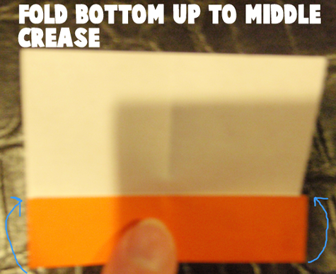 Fold bottom up to middle crease.