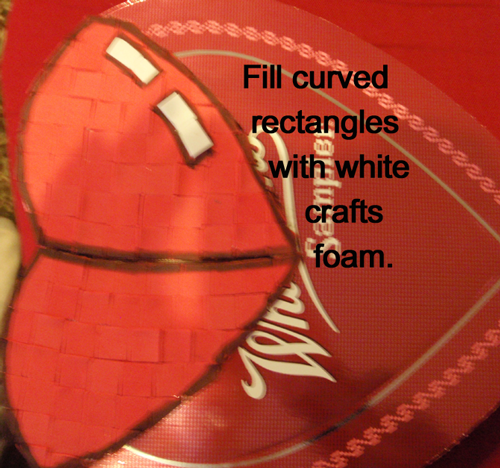 Fill curved rectangles with white craft foam.