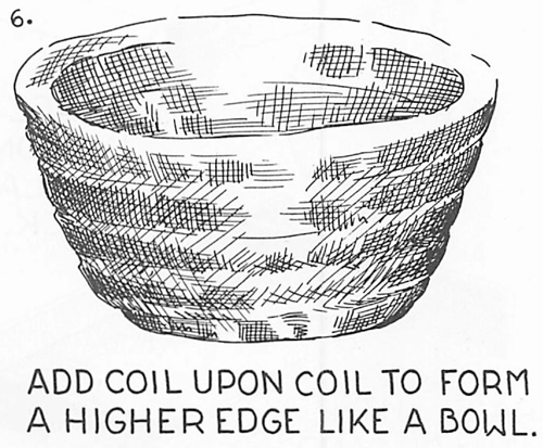 Add coil upon coil to form a higher edge like a bowl.