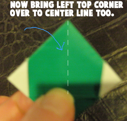 Now bring left top corner over to center line too.
