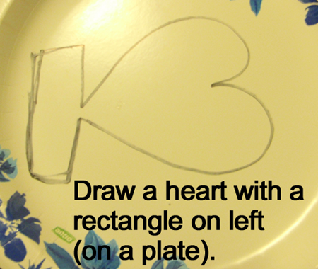 Draw a heart with a rectangle on lef
