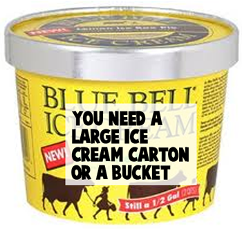 You need a large ice cream carton or bucket.