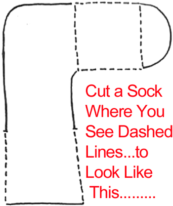 Cut a sock where you see dashed lines