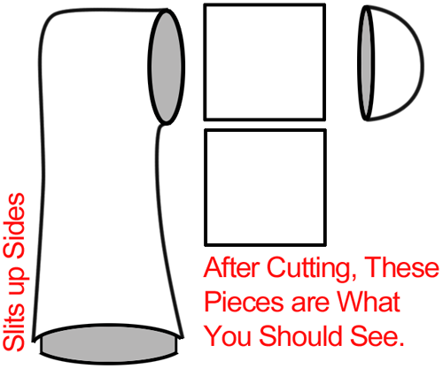 After cutting, the above pieces are what you should see.