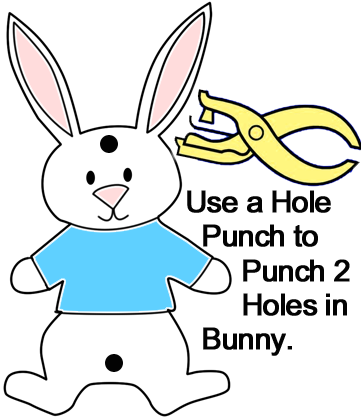 Use a hole punch to punch 2 holes in bunny.