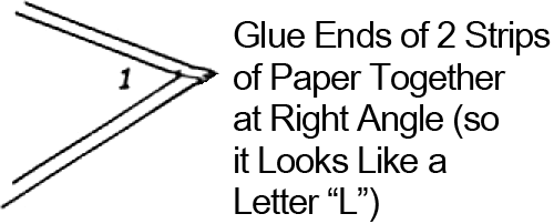 Glue ends of 2 strips of paper together at right angle