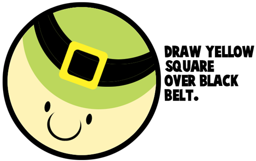 Draw yellow square over black belt.
