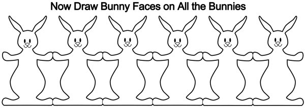Now draw bunny faces on all the bunnies.