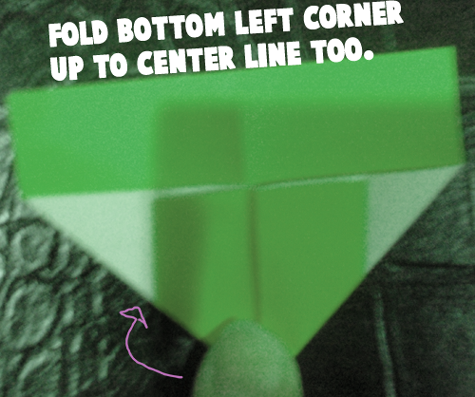 Fold bottom left corner up to center line too.