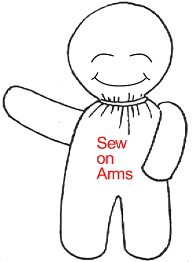 Sew on arms.