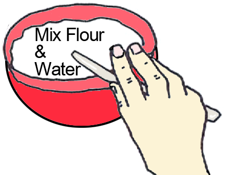 Mix flour and water.