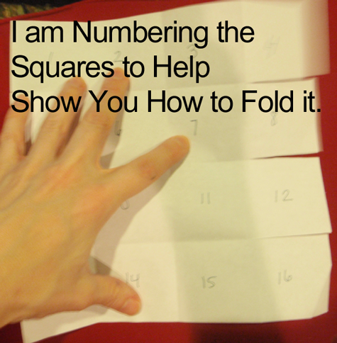 I am numbering the squares to help show you how to fold it.
