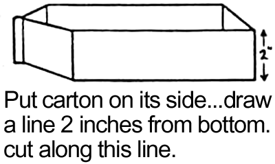 Put carton on its side... draw a line 2 inches from bottom.