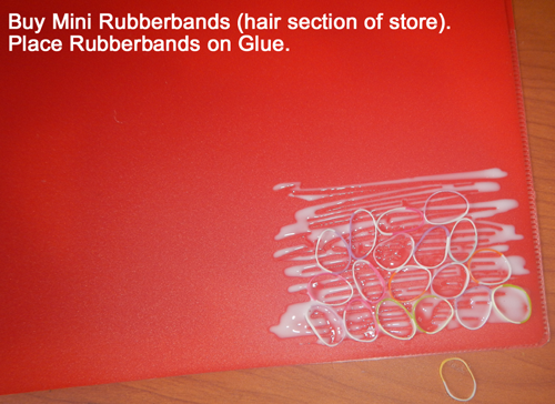 Place rubberbands on glue