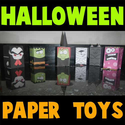 Collection of Halloween Paper Figures and Creepy Paper Toys