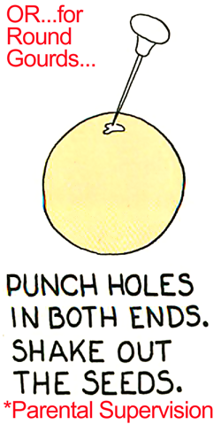 Punch holes in both ends.  Shake out the seeds.