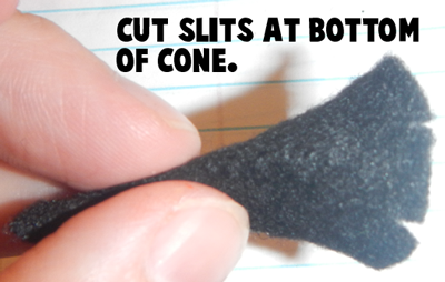 Cut slits at bottom of cone.