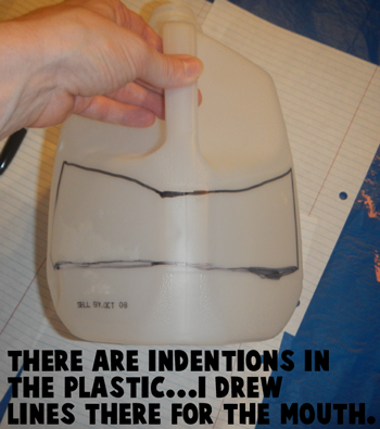 There are indentions in the plastic... I drew lines there for the mouth.