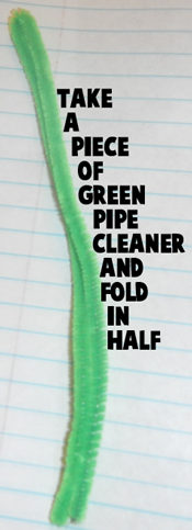 Take a piece of green pipe cleaner and fold it in half